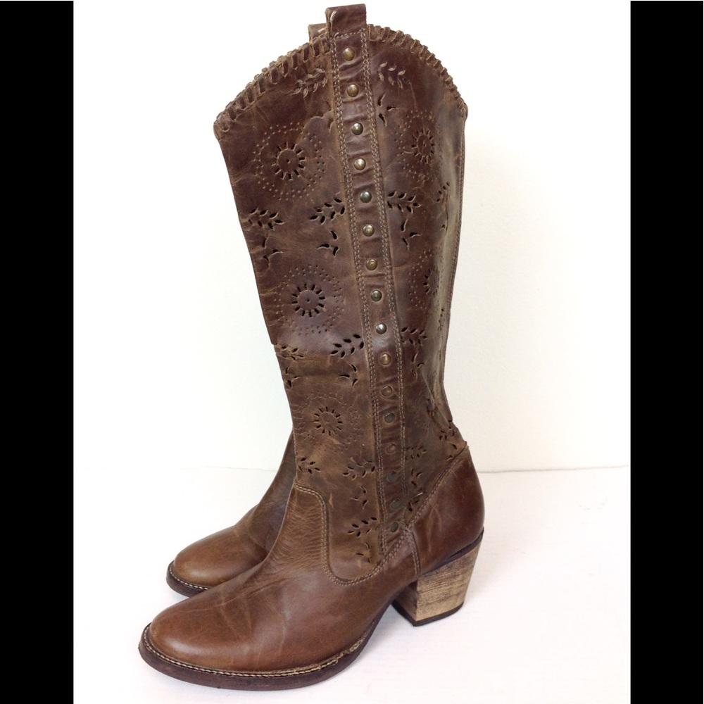 SOLD Dingo Leather Laser Cut Western Boots 8 -N787 - Picture 6 of 7